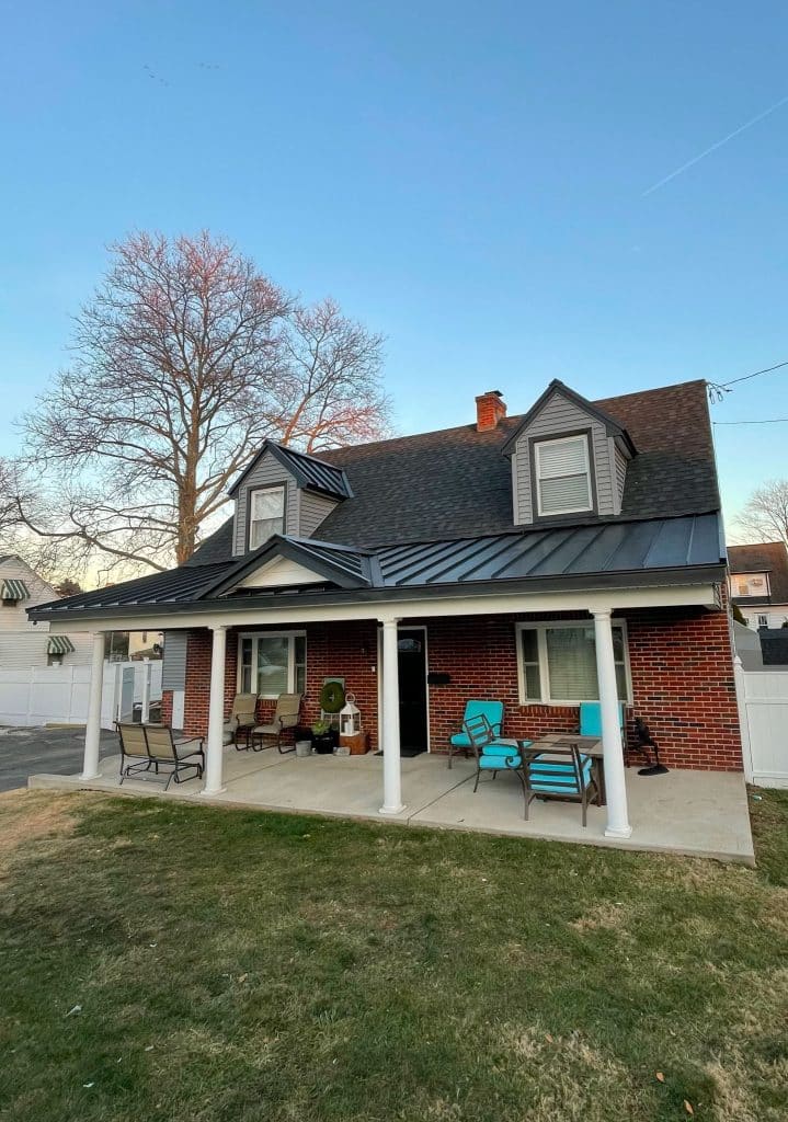 Metal Roof install and custom brickwork on full home remodel by J. Tretter and Sons in Bucks County, PA