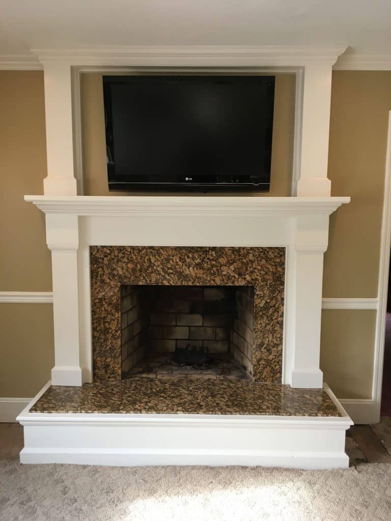 Traditional wood-burning fireplace built by J. Tretter and Sons in Bucks County, PA